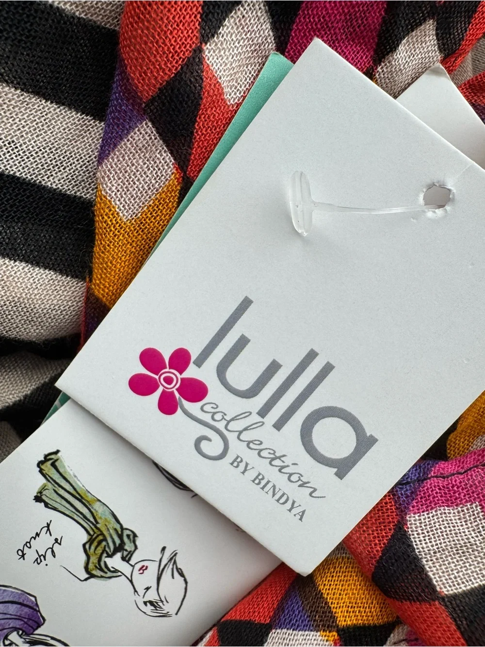 NWT Lulla Perla Geo Infinity Scarf Black White Multicolor Lightweight Loop Scarf